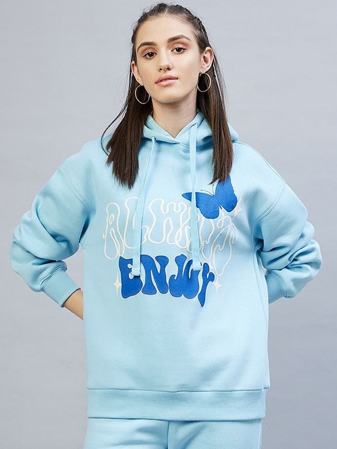 

DELAN Women Printed Sweatshirt, Blue