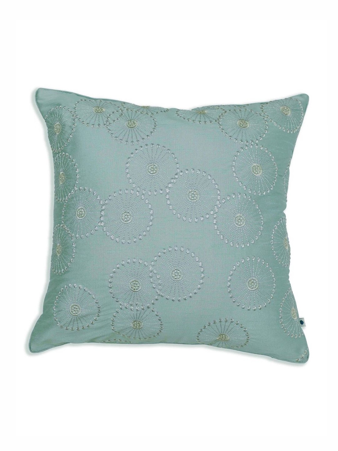 

ONSETHOMES Blue Embroidered Silk Square Cushion Cover