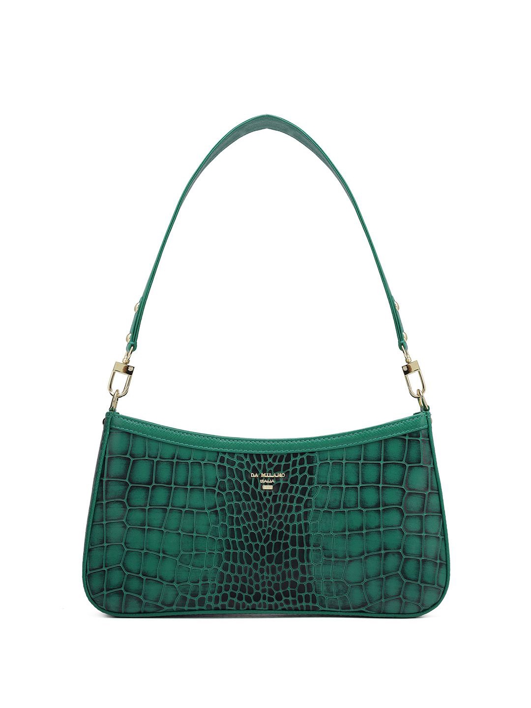 

Da Milano Women Textured Structured Leather Shoulder Bag, Green