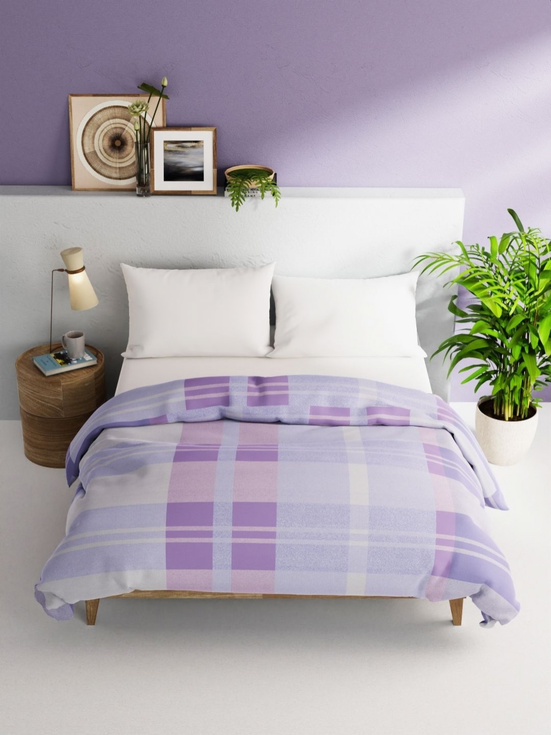 

BIANCA Purple & White Geometric Pure Cotton AC Room 150 GSM Double Bed Comforter