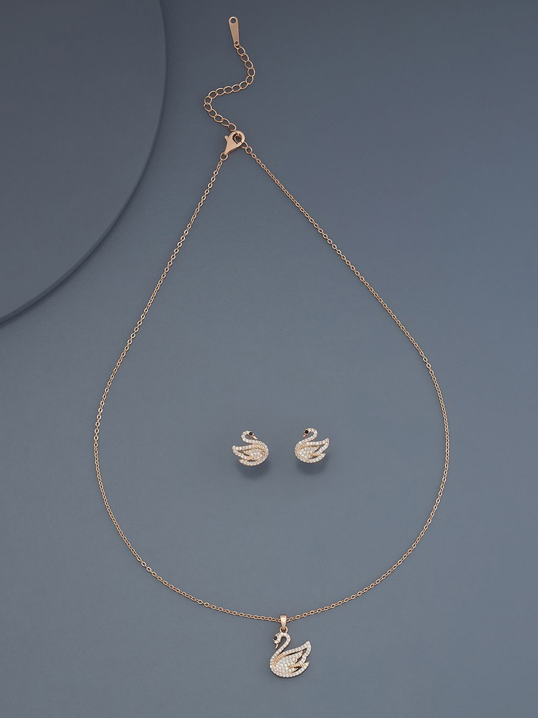 

Kushal's Fashion Jewellery Rose-Gold Plated Cubic Zirconia-Studded Jewellery Set