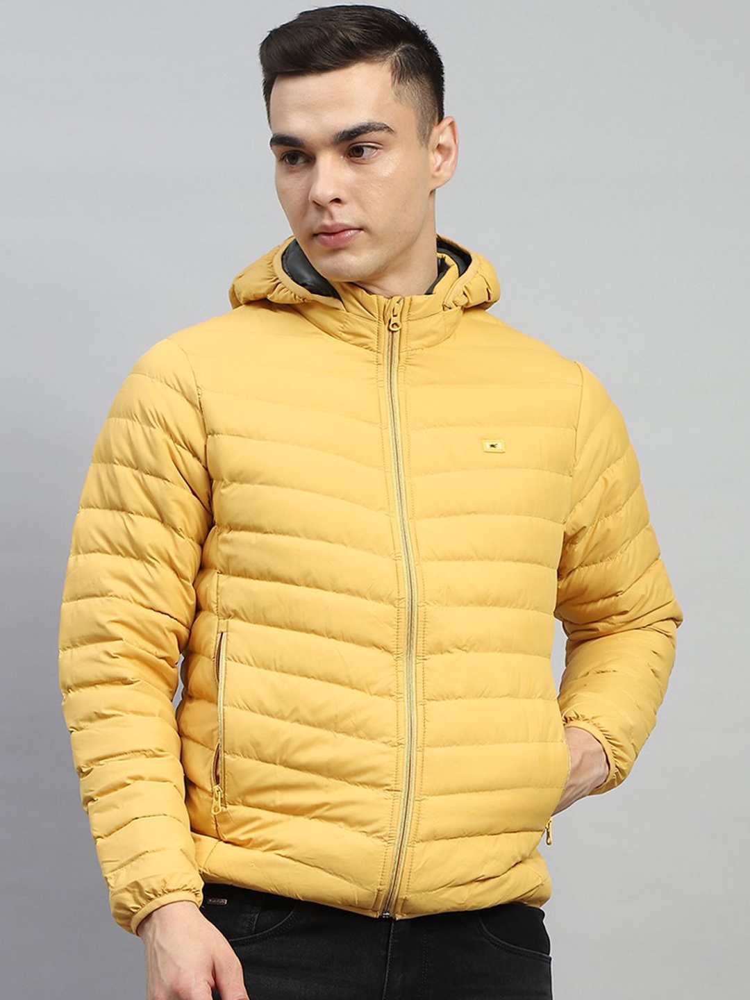 

Monte Carlo Men Hooded Solid Casual Puffer Jacket, Yellow