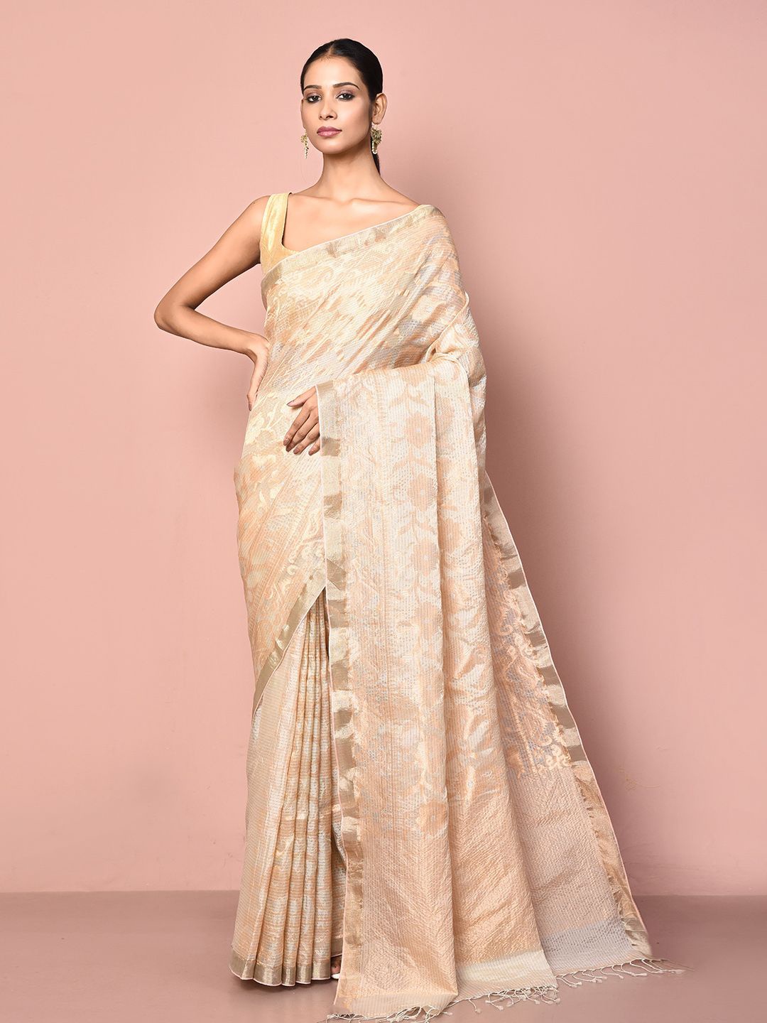 

Nazaakat by Samara Singh Woven Design Zari Pure Silk Saree, Gold