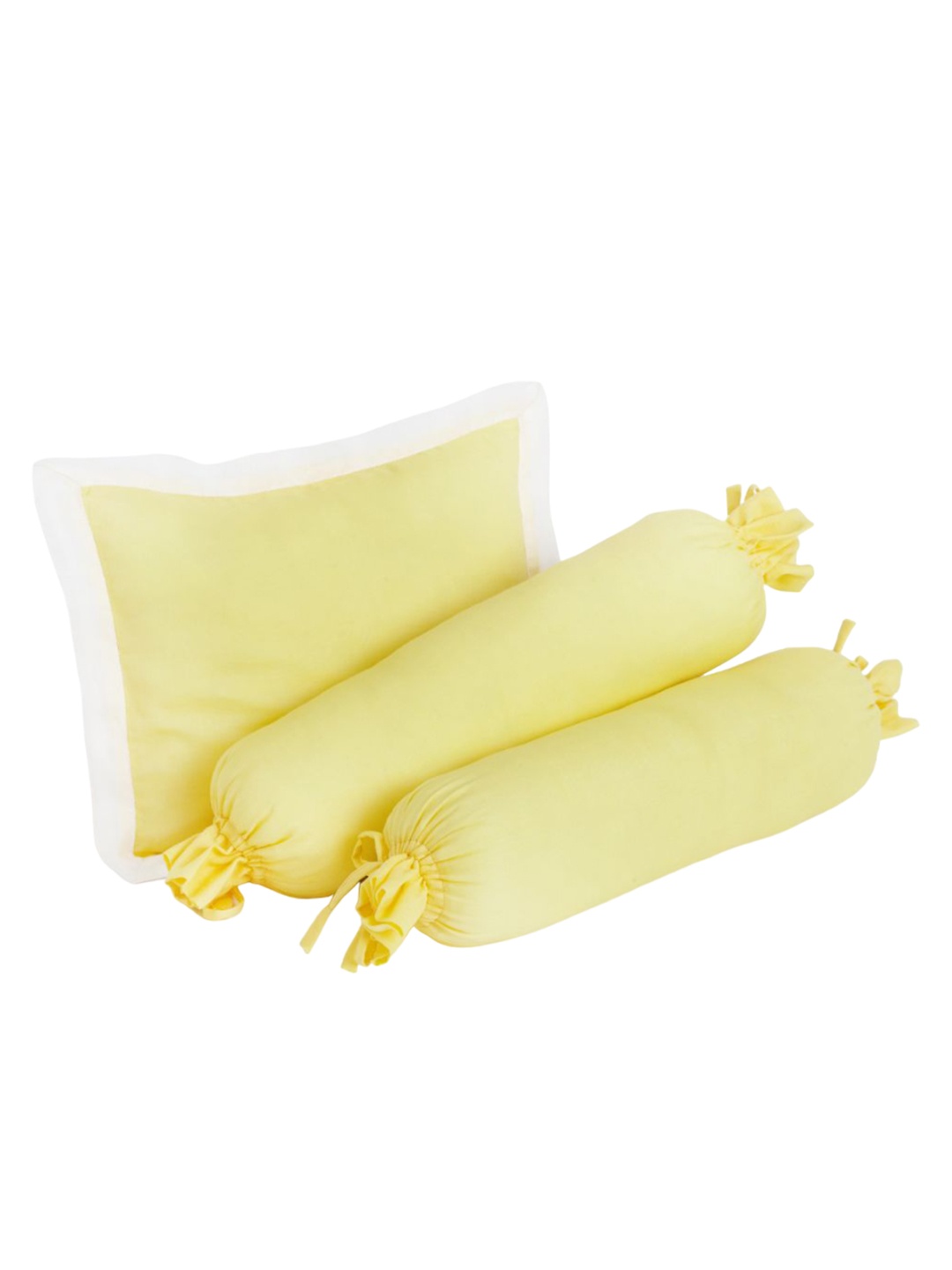 

The White Cradle 3-Pcs Yellow Organic Cotton Baby Pillow & Bolster Set