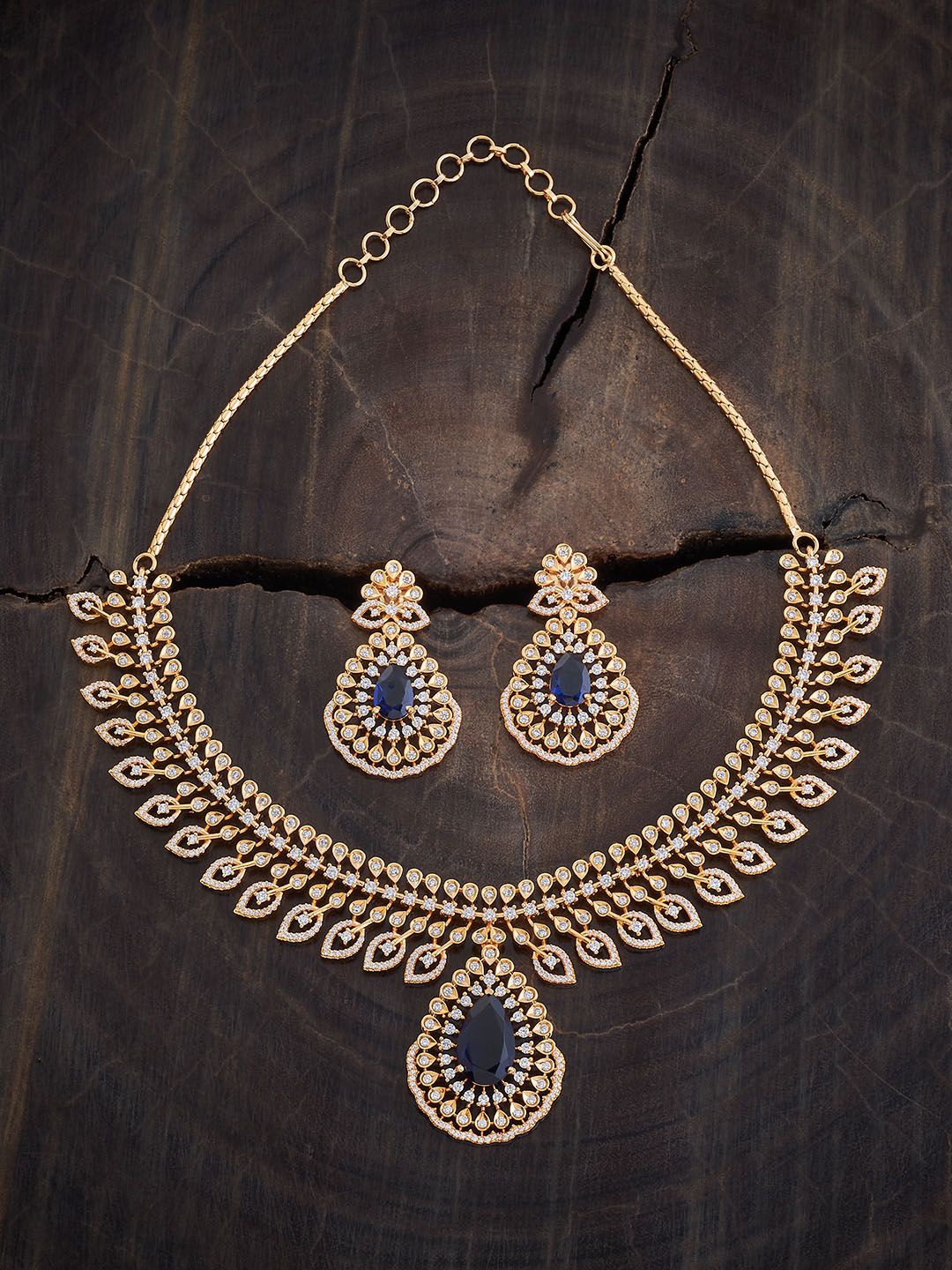 

Kushal's Fashion Jewellery Gold-Plated CZ-Studded Necklace & Earrings