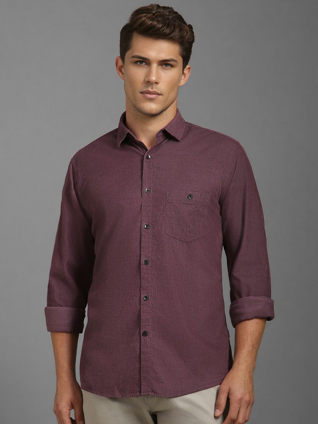 

Louis Philippe Sport Men Slim Fit Opaque Casual Shirt, Purple