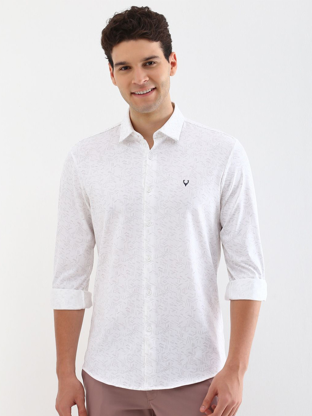 

Allen Solly Men Spread Collar Abstract Printed Cotton Casual Shirt, White