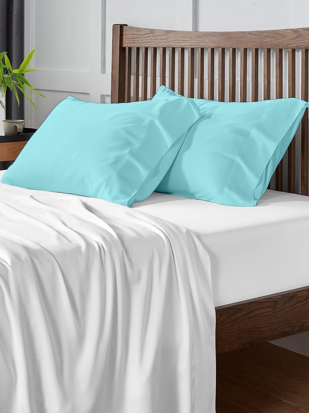 

Sleepino Blue 2 Pieces Solid Pure Cotton Rectangle Pillow Covers