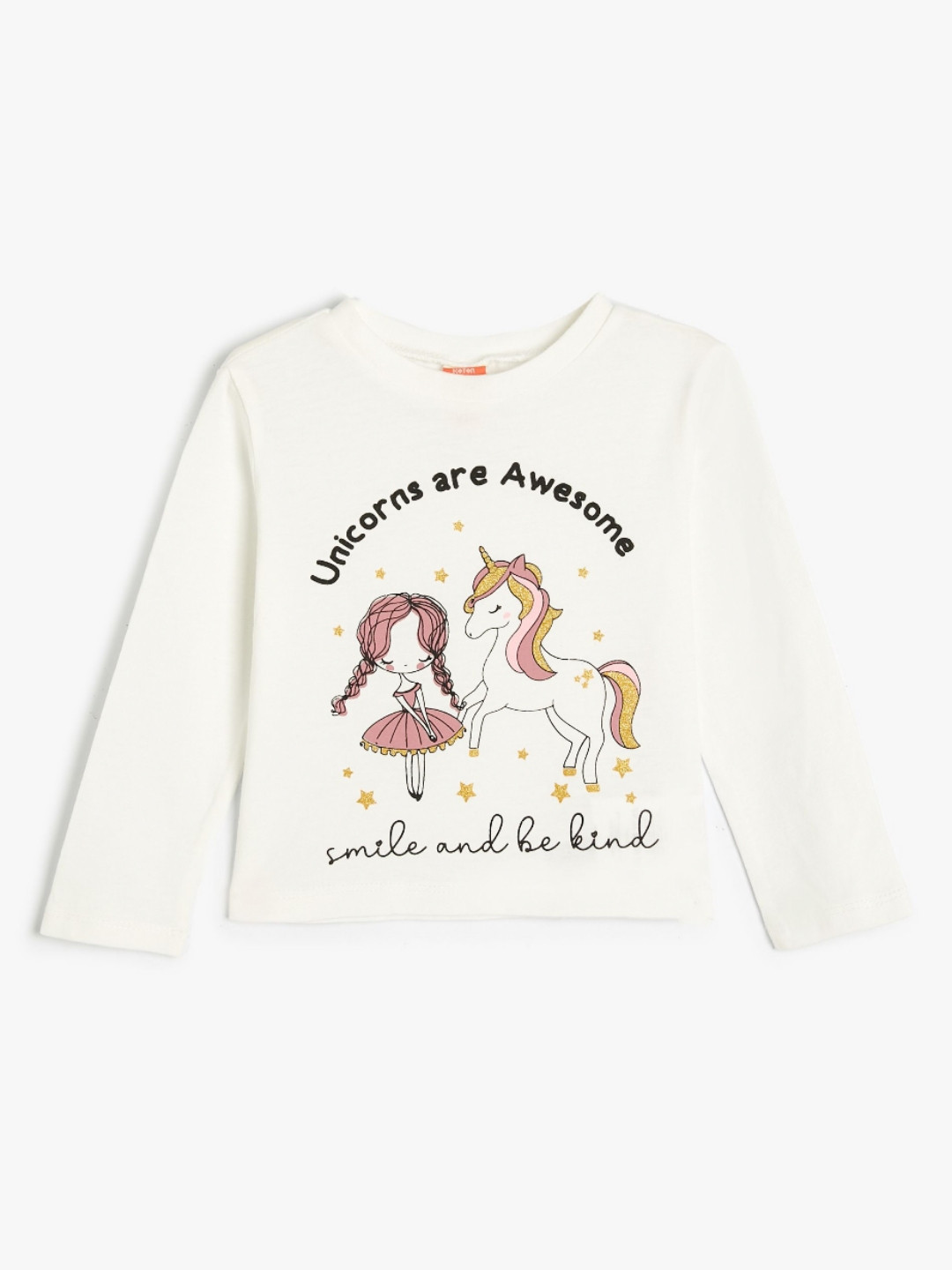 

Koton Girls Graphic Printed Hood Cotton T-shirt, White