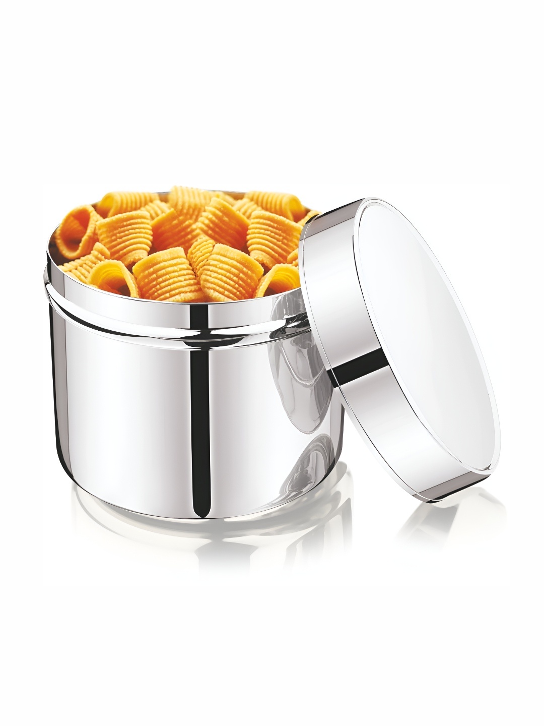 

MUKTI Silver-Toned Stainless Steel Dishwasher Safe Canister Container 1.2L