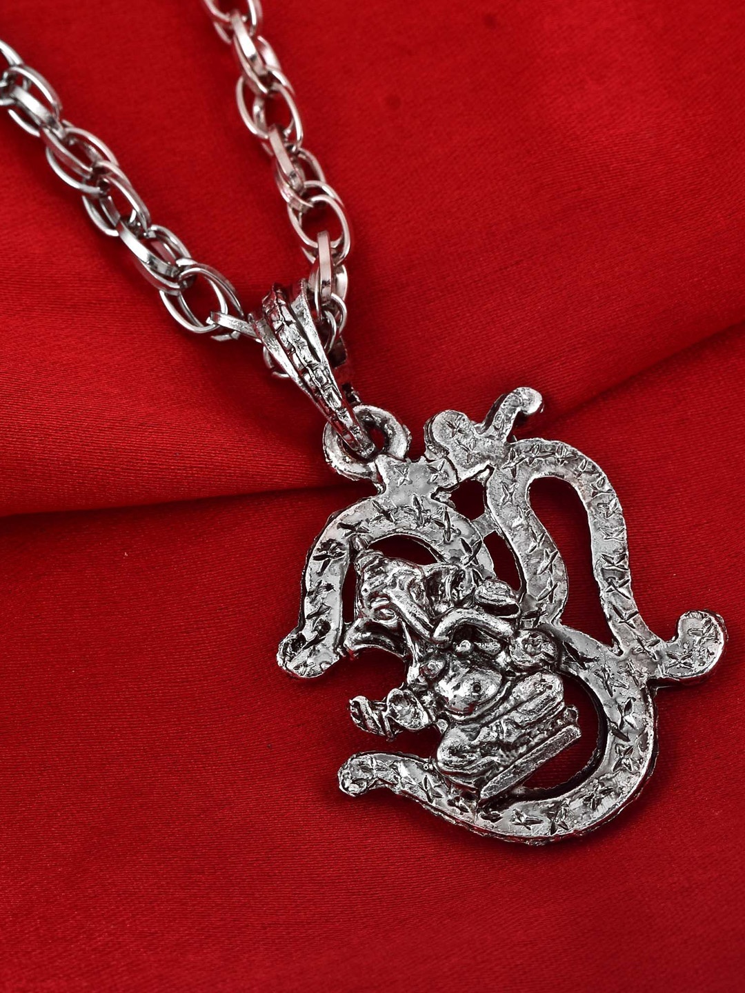 

MEMOIR Unisex Silver-Plated OM Ganesh Contemporary Oxidised Pendant