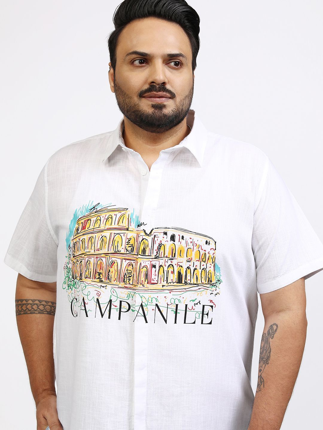 

Highlander Men Plus Size Printed Relaxed Fit Shirt, White