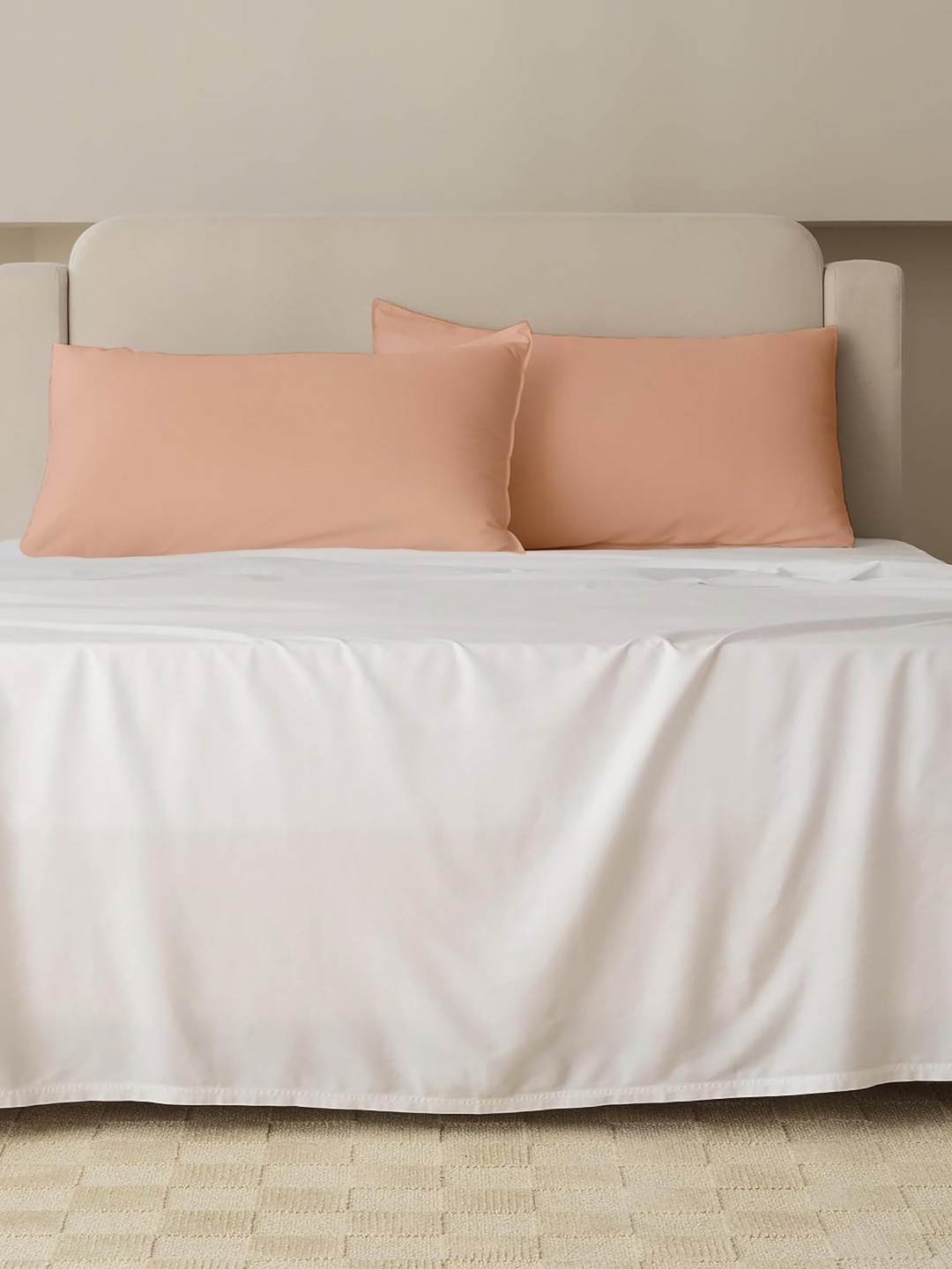 

Sleepino Peach-Coloured 2 Pieces Solid Pure Cotton Rectangle Pillow Covers