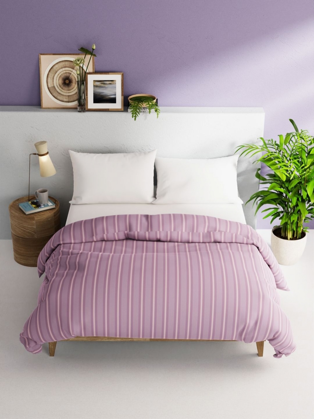 

BIANCA Victoria Purple Striped Pure Cotton AC Room 150 GSM Double Bed Comforter