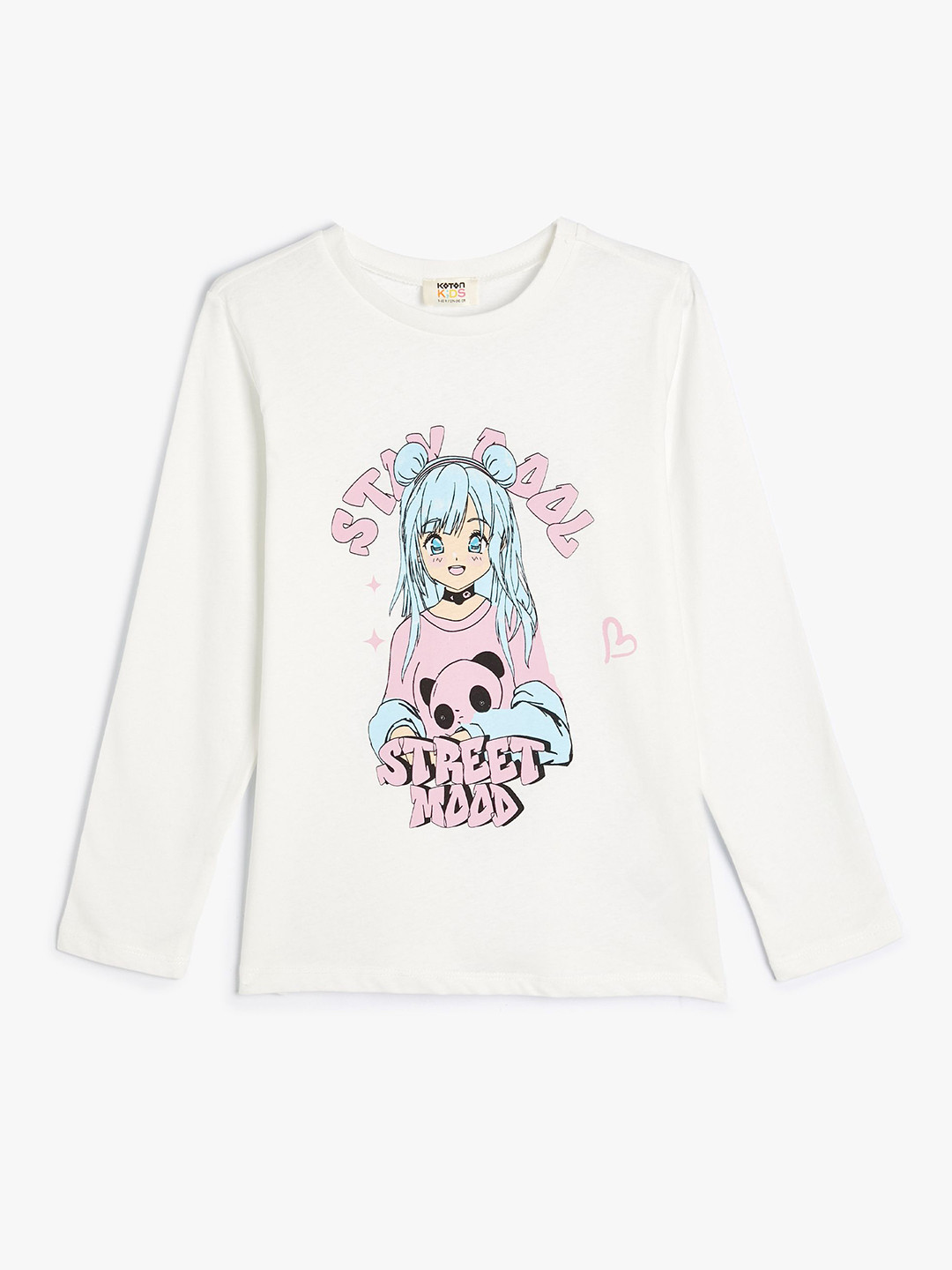 

Koton Girls Graphic Printed Round Neck Cotton T-shirt, White
