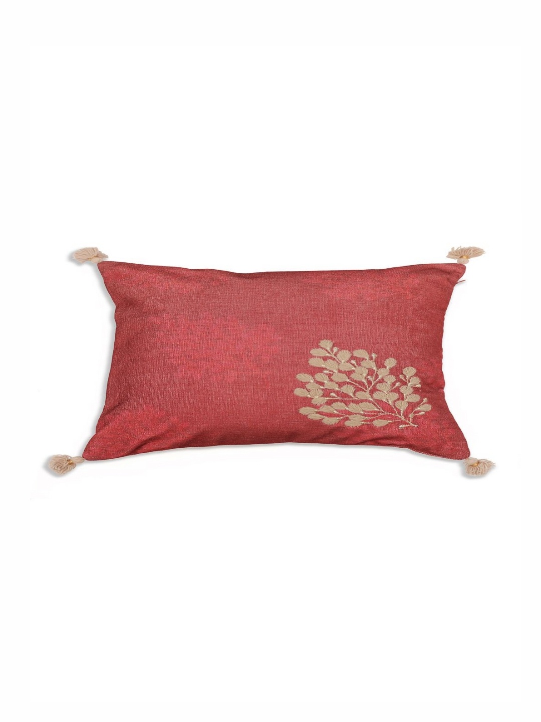 

ONSETHOMES jashn Red and Beige Floral Printed Cotton Rectangle Cushion Cover