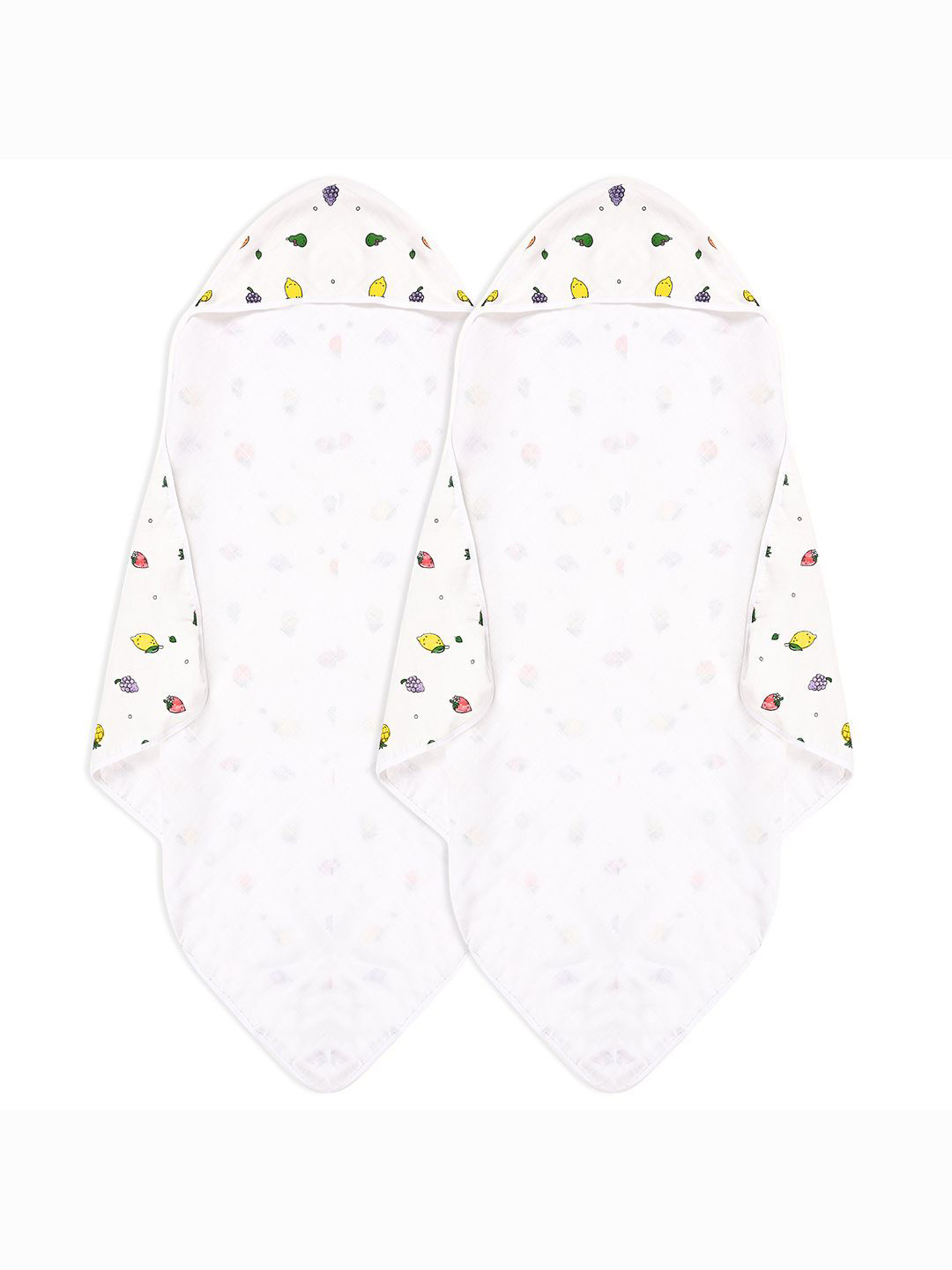 

Kuber Industries White & Yellow 2 Pieces Printed Cotton 210 GSM Hooded Bath Towels