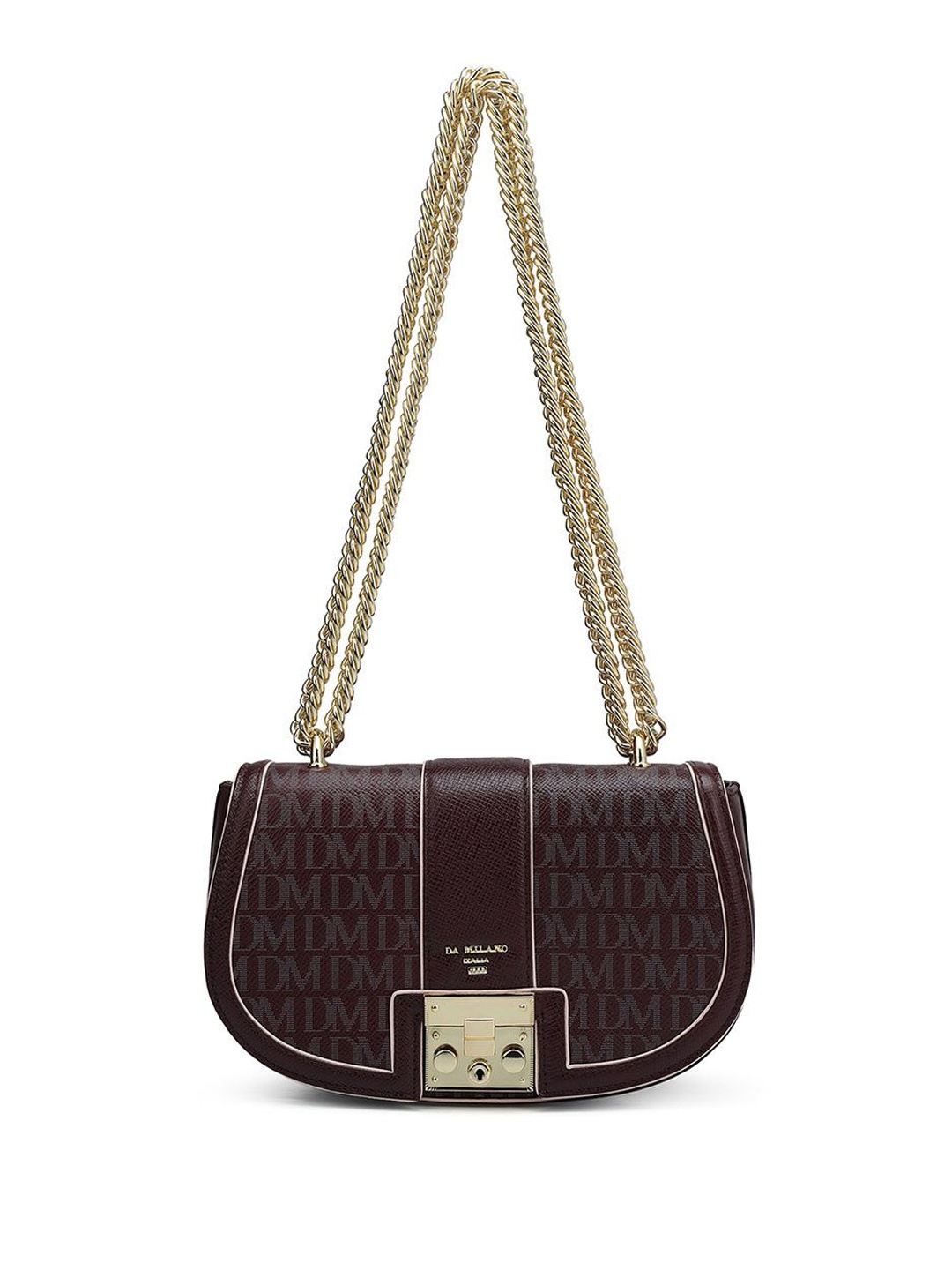 

Da Milano Women Textured Structured Leather Shoulder Bag, Burgundy