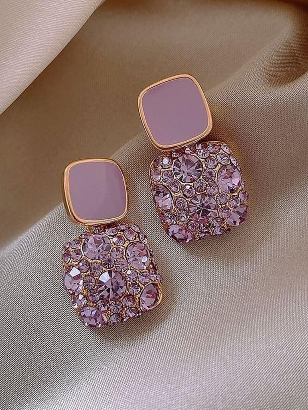 

styledose Rhinestone Classic Drop Earrings, Purple