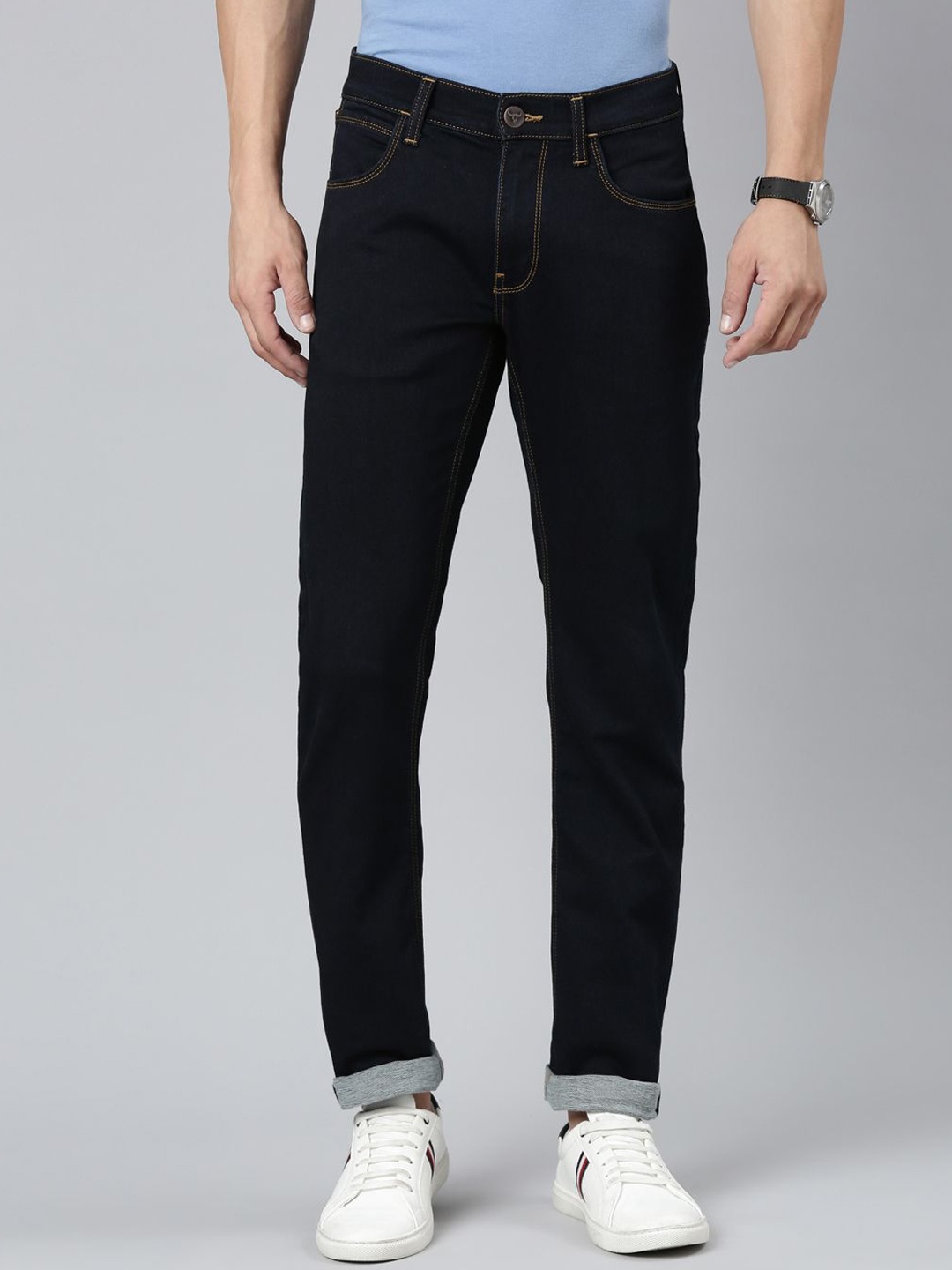 

American Bull Men Slim Fit Mid-Rise Jeans, Blue