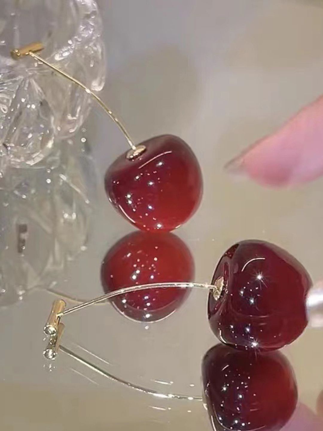 

styledose Cherry Classic Drop Earrings, Red