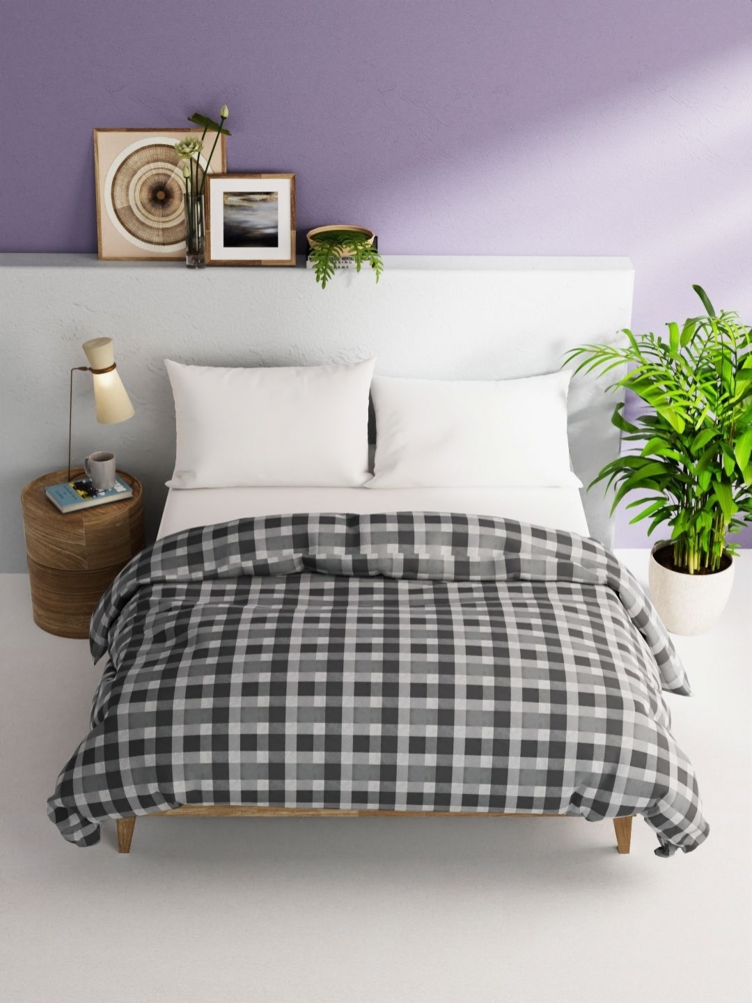 

BIANCA Grey & White Checked Pure Cotton AC Room 150 GSM Double Bed Comforter