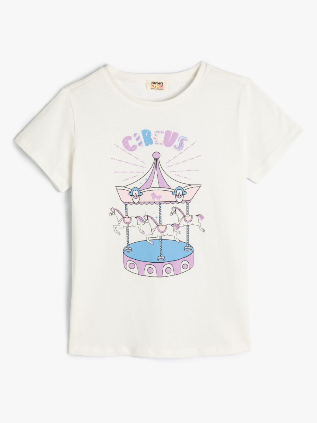 

Koton Girls Graphic Printed Round Neck Cotton T-shirt, White
