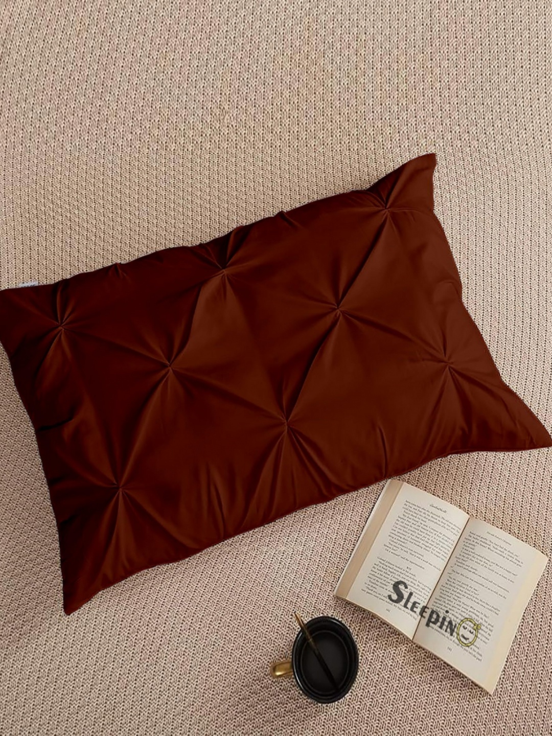 

Sleepino Pack Of 2 Brown Pure Cotton Pillow Covers