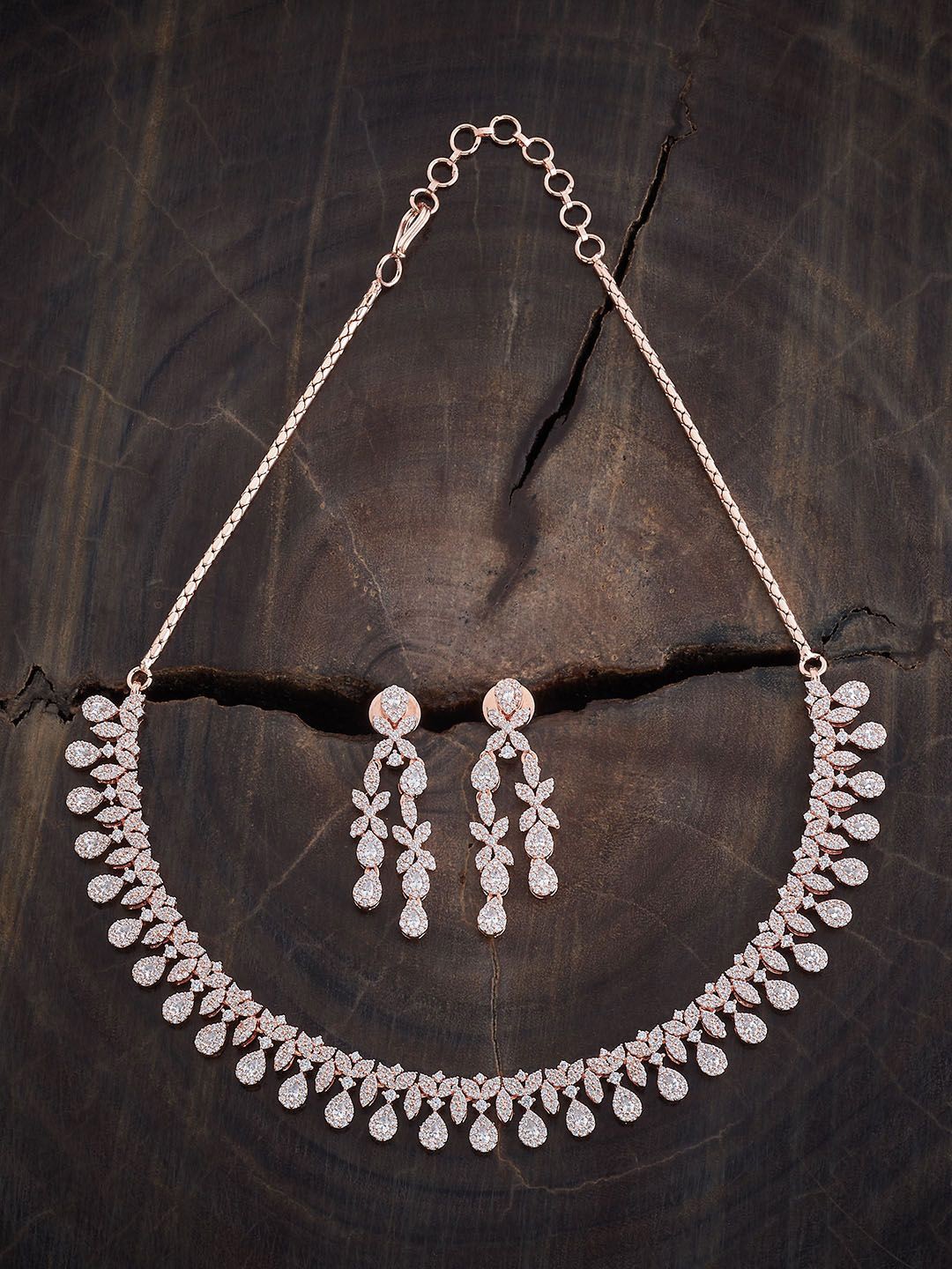 

Kushal's Fashion Jewellery Rose Gold-Plated Cubic Zirconia-Studded Jewellery Set
