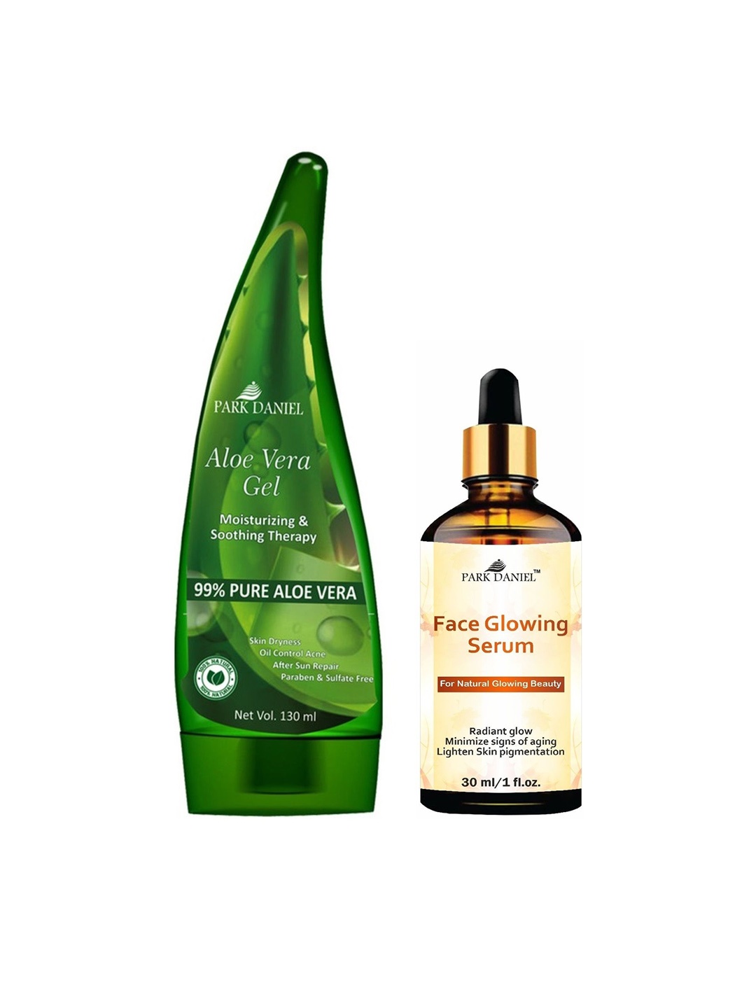 

Park Daniel Set of Aloe Vera Gel 130ml & Face Serum 30ml, Green