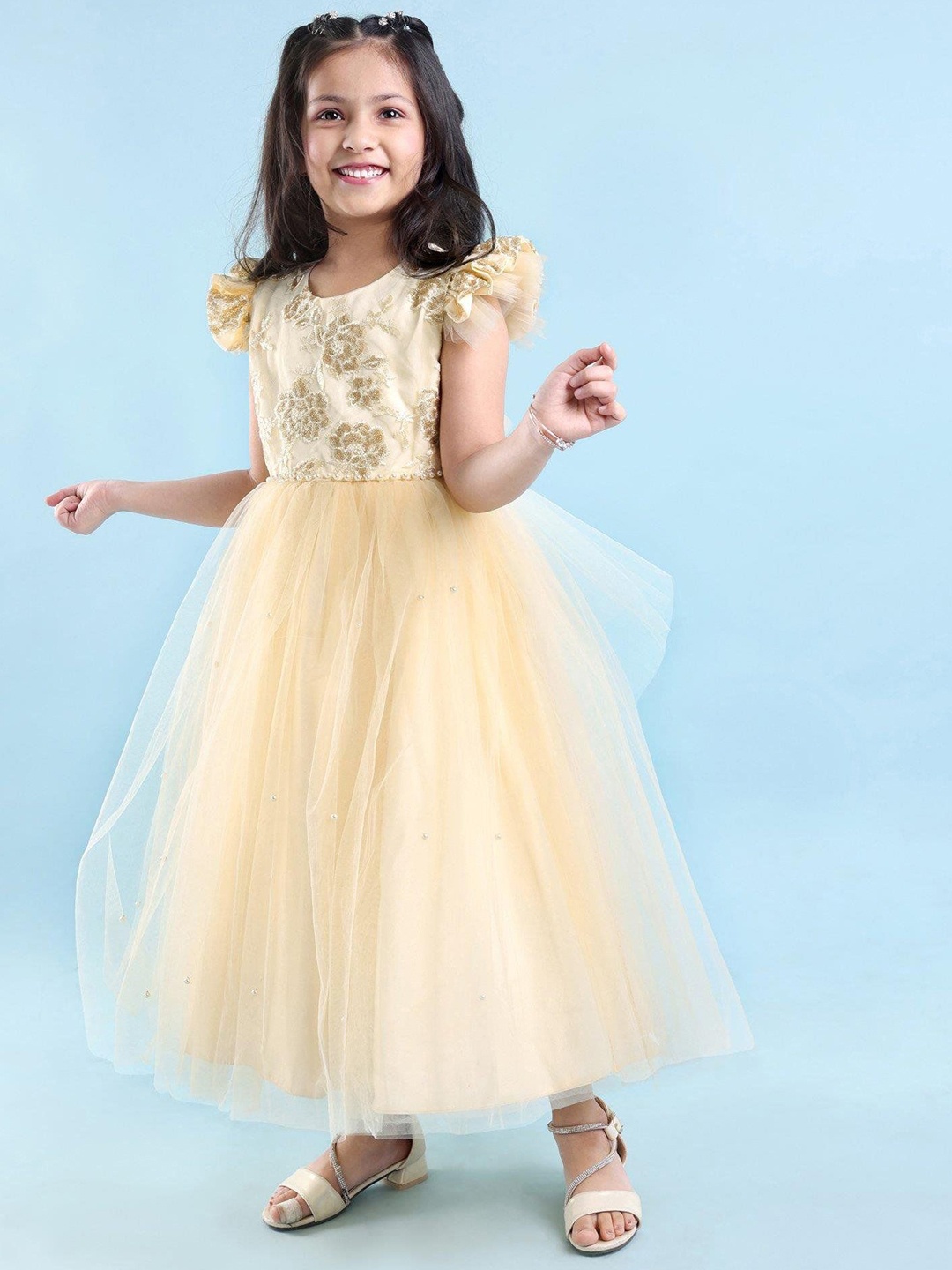

Mark & Mia Girls Round Neck Embellished Gown Dress, Off white