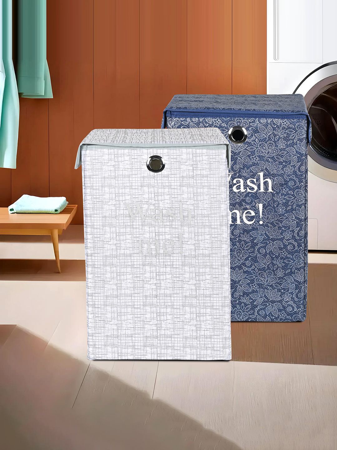 

Kuber Industries Grey & Navy Blue 2 Pieces Printed Dustproof Laundry Bags 75L