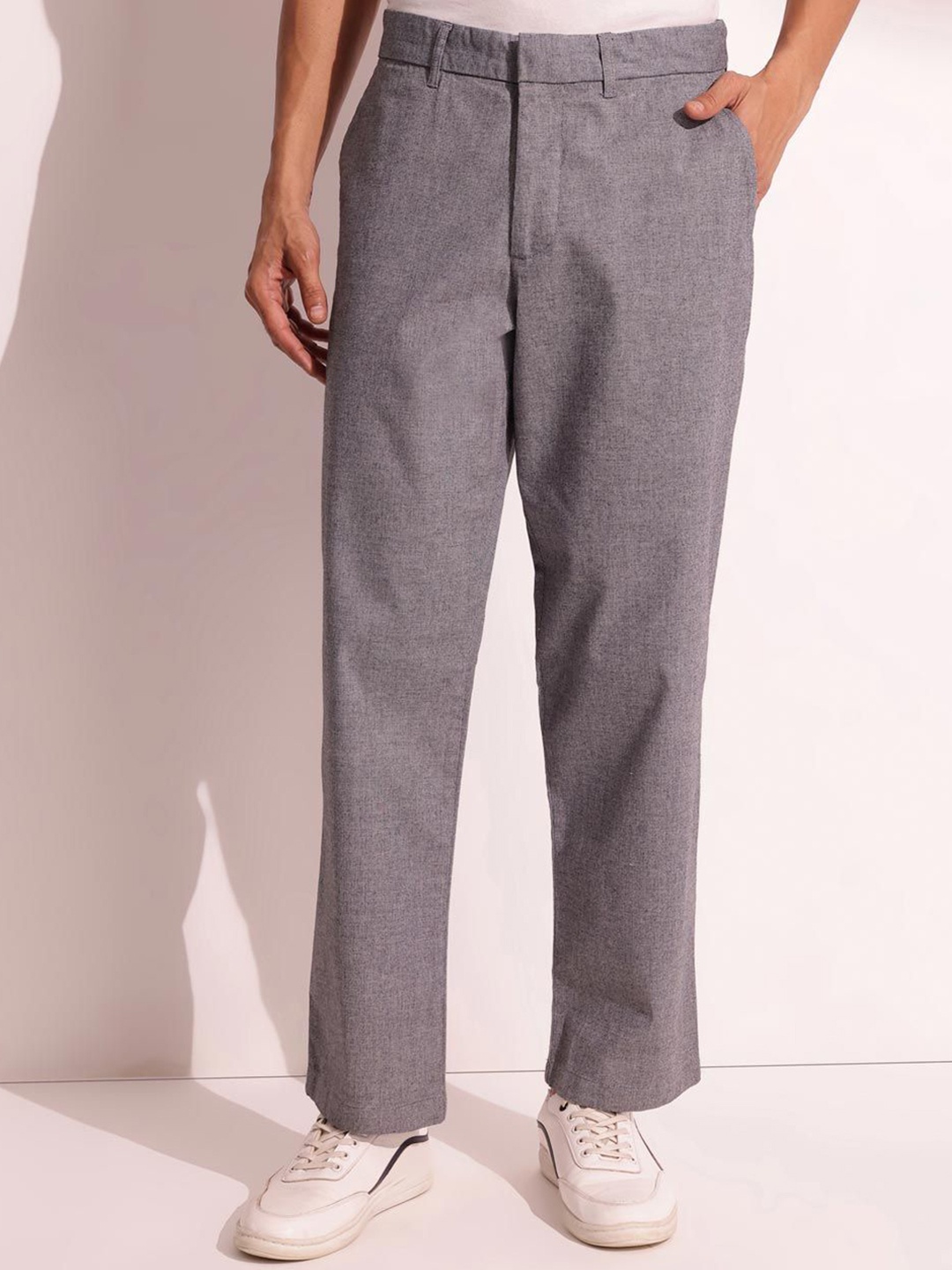 

Fabindia Men Straight Fit Trousers, Blue