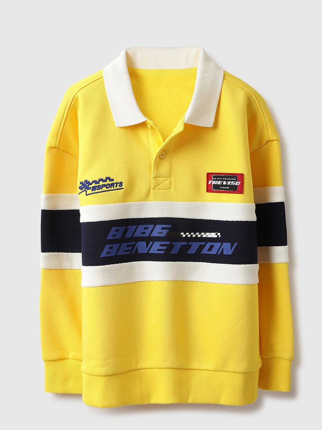 

United Colors of Benetton Boys Colourblocked Cotton Sweatshirt, Yellow