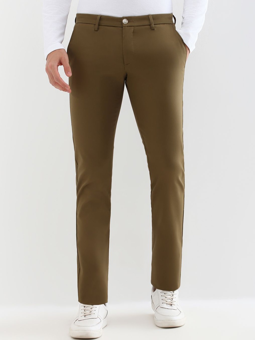 

Allen Solly Men Slim Fit Cotton Trousers, Khaki