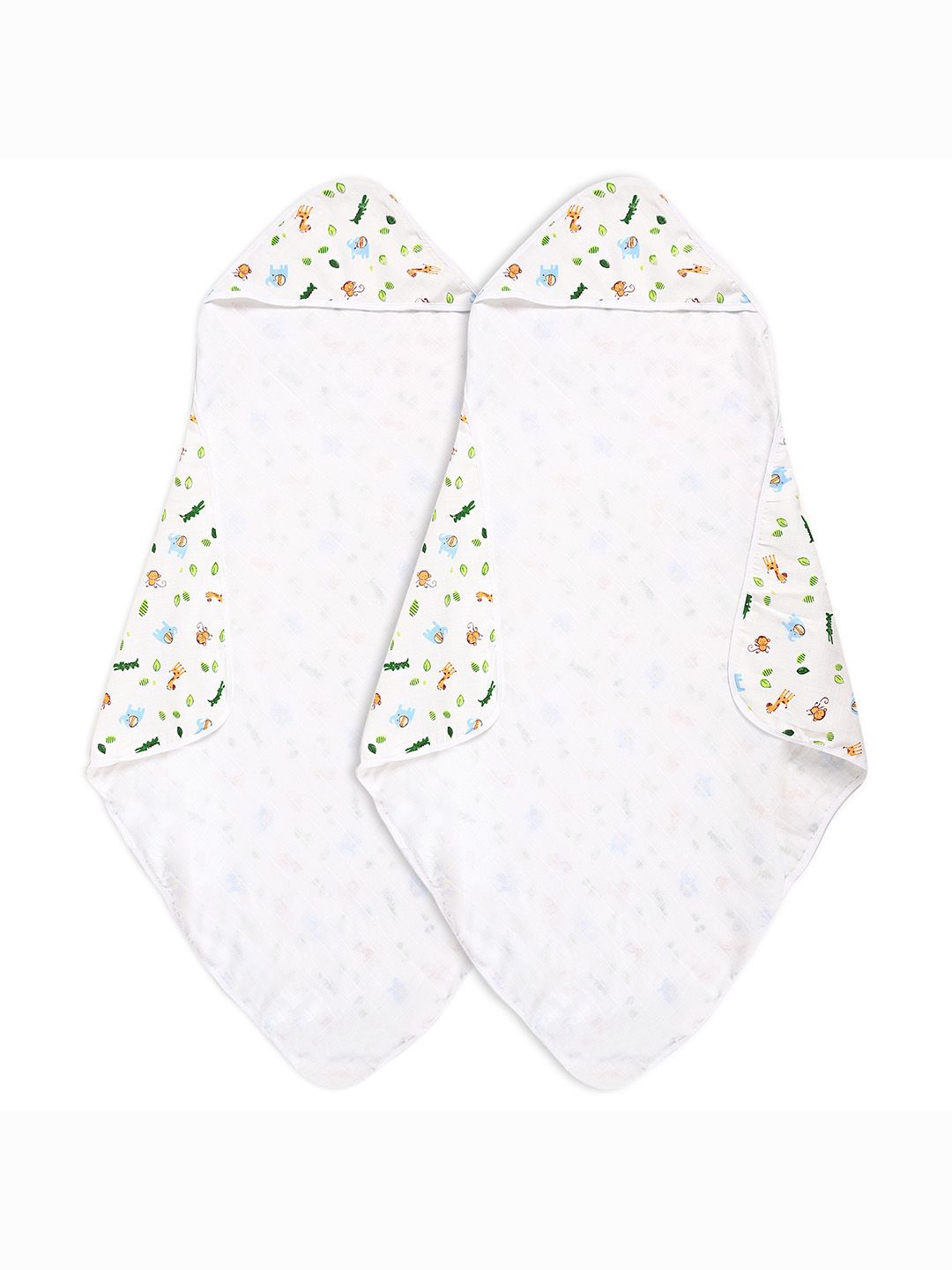 

Kuber Industries White & Yellow 2 Pieces Printed Cotton 210 GSM Hooded Bath Towels