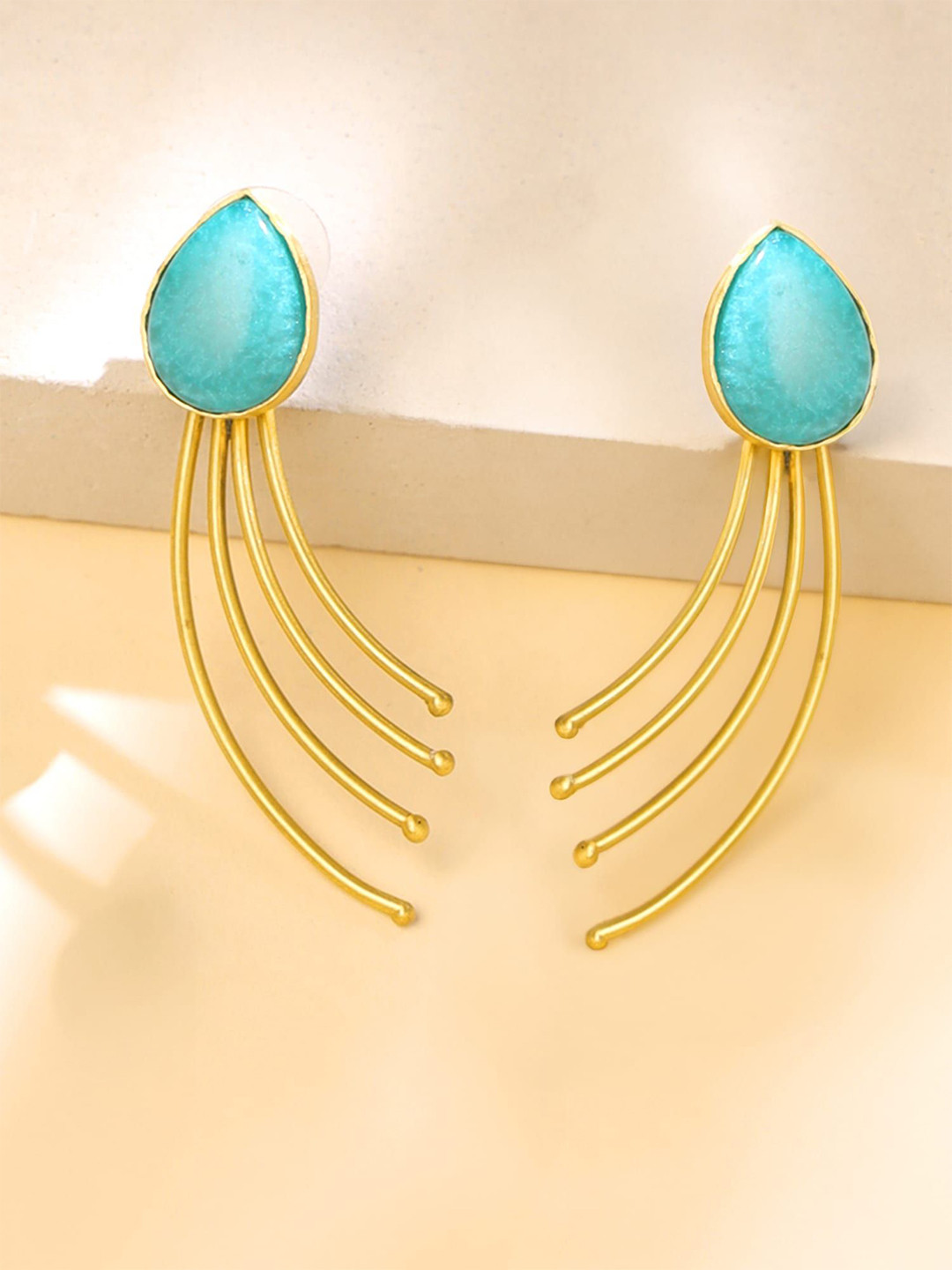 

Yellow Chimes Gold Plated Contemporary Drop Earrings