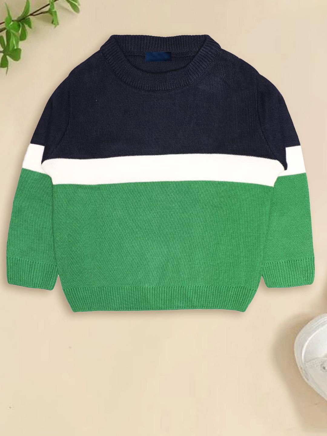 

CHKOKKO Boys Colourblocked Woollen Winter Pullover, Navy blue