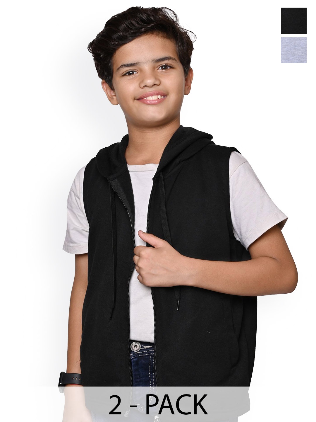 

BAESD Boys Pack Of 2 Hooded Solid Fleece Casual Bomber Jackets, Black