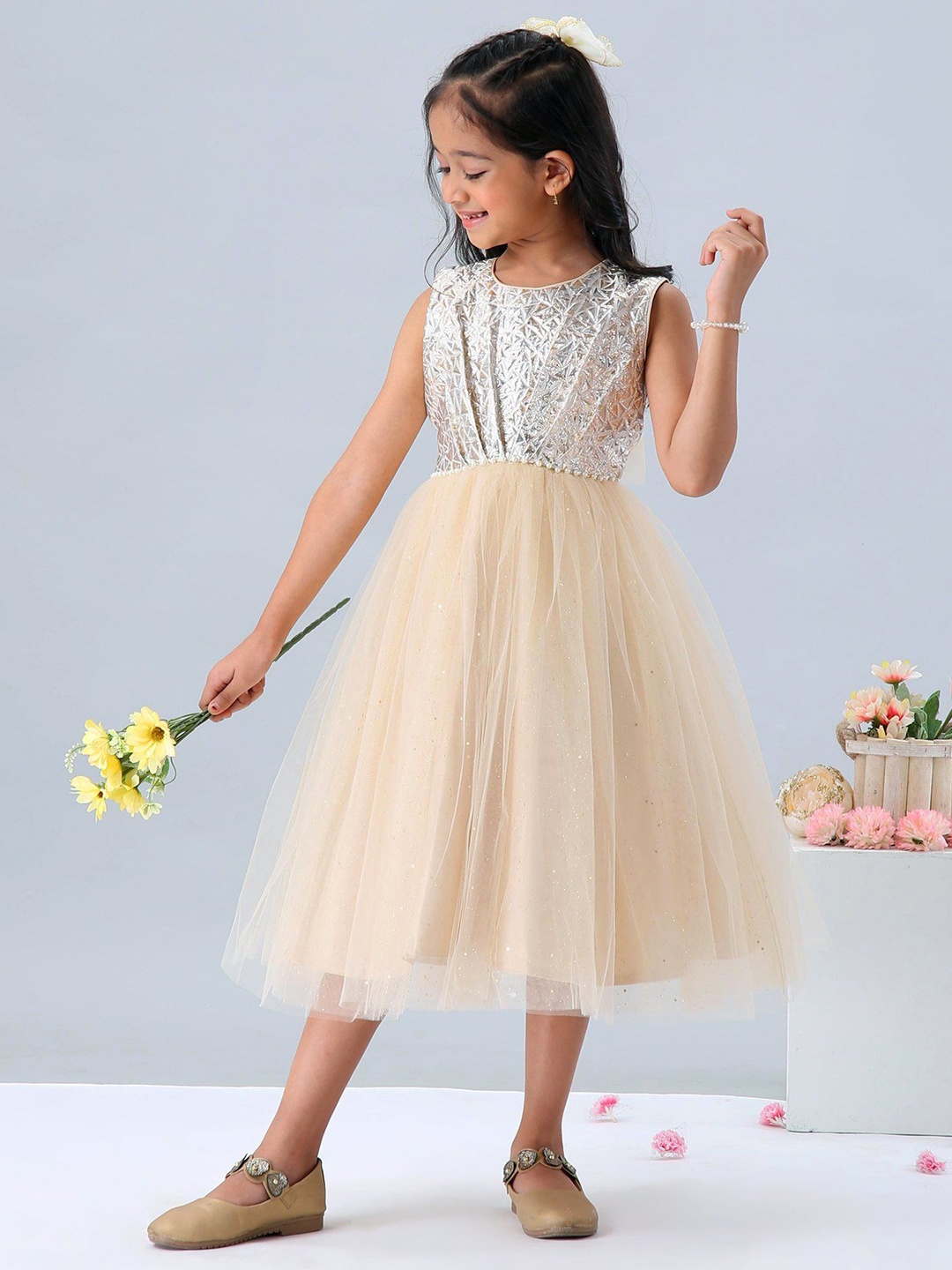 

Mark & Mia Girls Fit & Flare Midi Dress, Cream