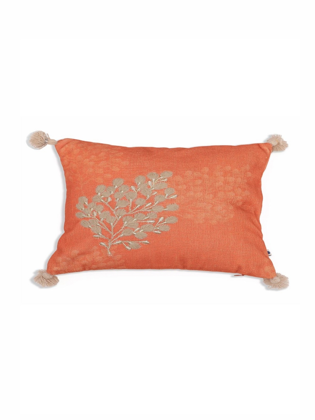 

ONSETHOMES jashn Orange & Brown Embroidered Cotton Rectangle Cushion Cover