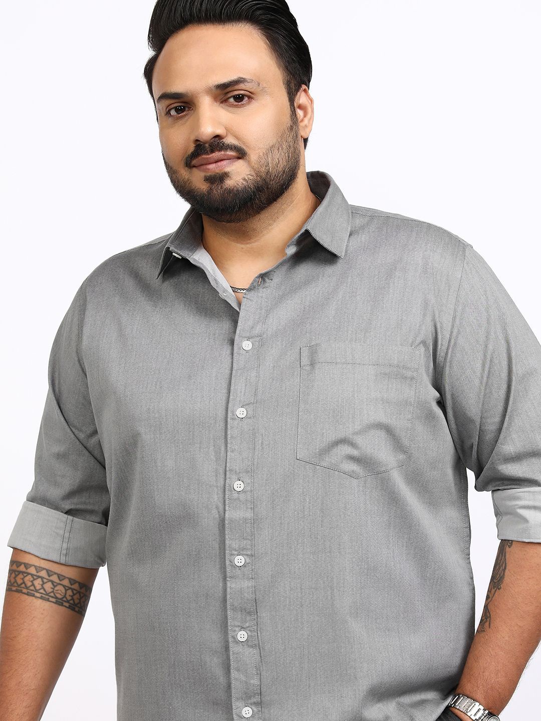 

Highlander Men Plus Size Relaxed Fit Shirt, Grey