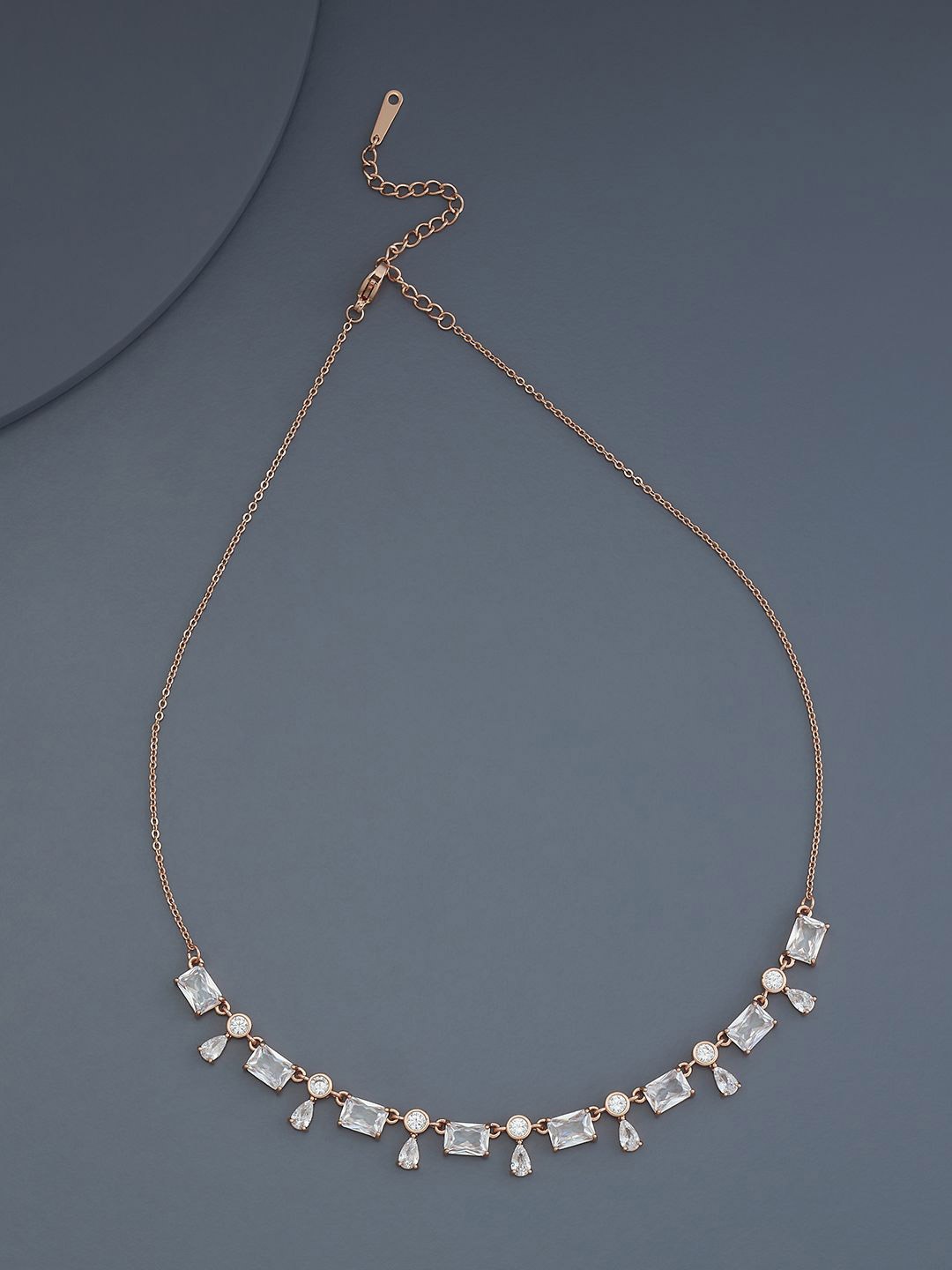 

Kushal's Fashion Jewellery Rose Gold-Plated Stone Studded Necklace