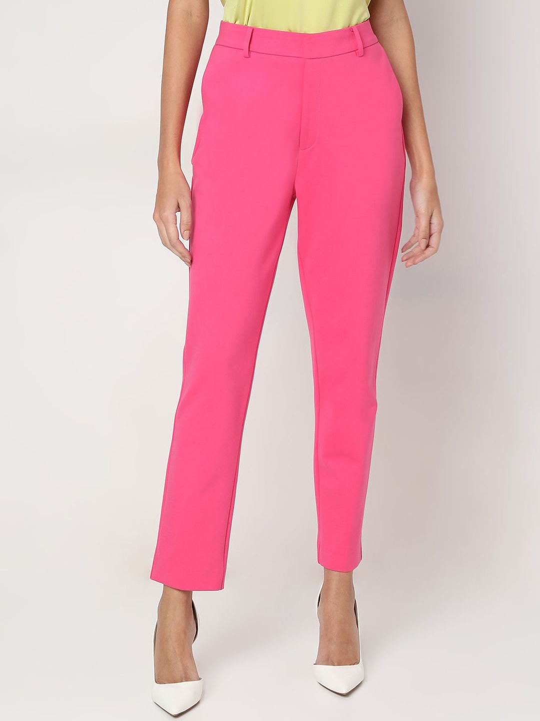 

Vero Moda Women Slim Fit High-Rise Formal Trousers, Magenta