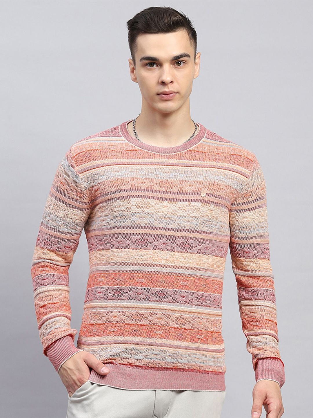 

Monte Carlo Men Striped Pullover, Pink