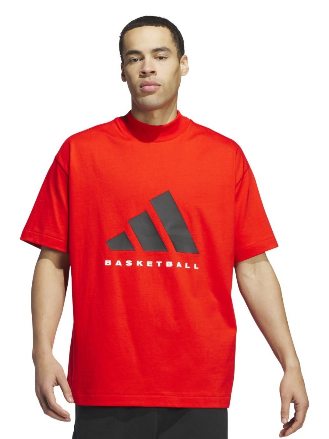 

ADIDAS Originals Unisex Typography Printed High Neck Cotton Relaxed Fit T-shirt, Red