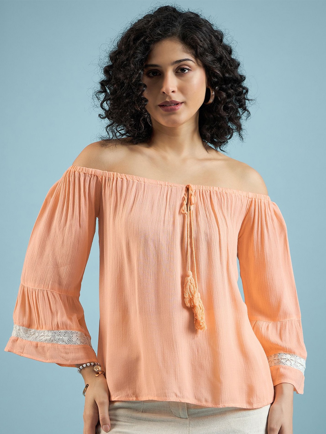 

Mayra Women Bardot Top, Peach