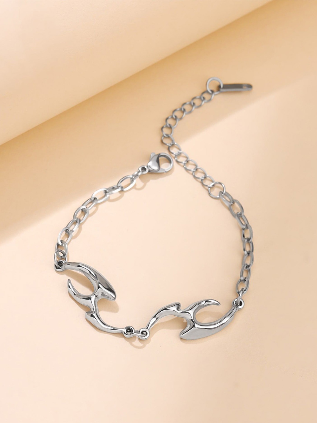 

Yellow Chimes Men Silver-Plated Stainless Steel Link Bracelet
