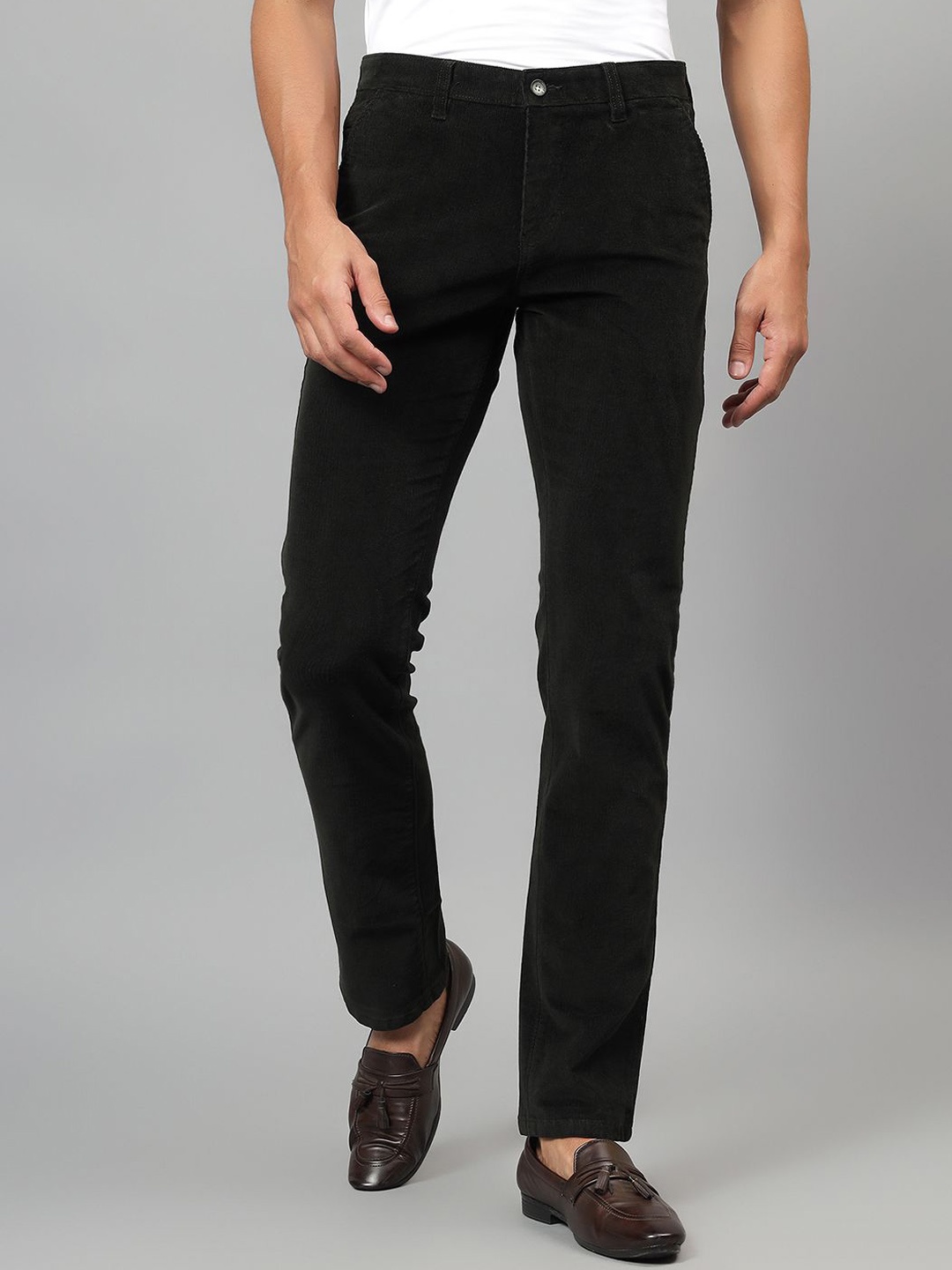 

Cantabil Men Regular Fit Cotton Trousers, Black