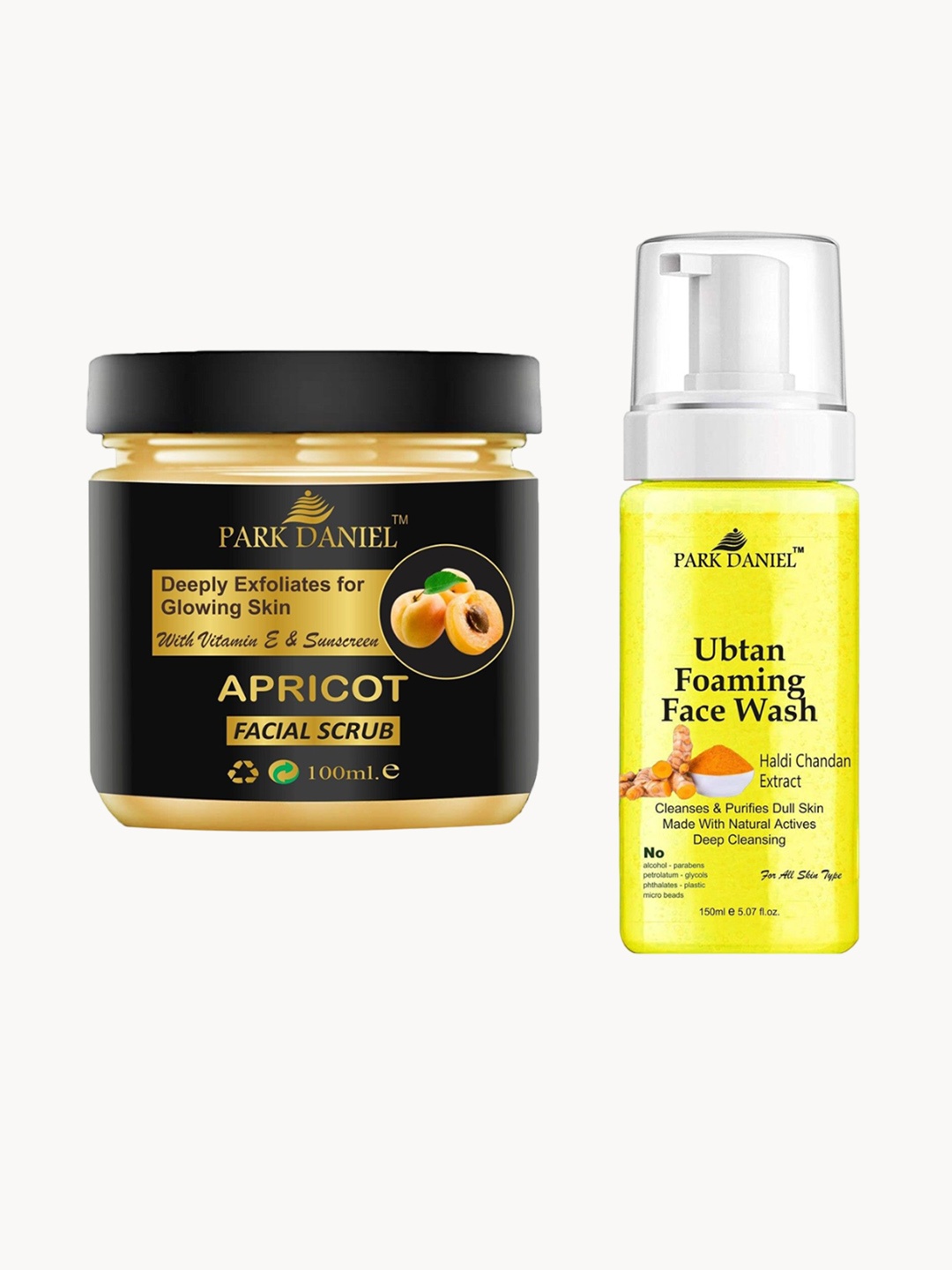 

Park Daniel Set of Apricot Facial Scrub - 100 ml & Ubtan Foaming Face Wash - 150 ml, Yellow